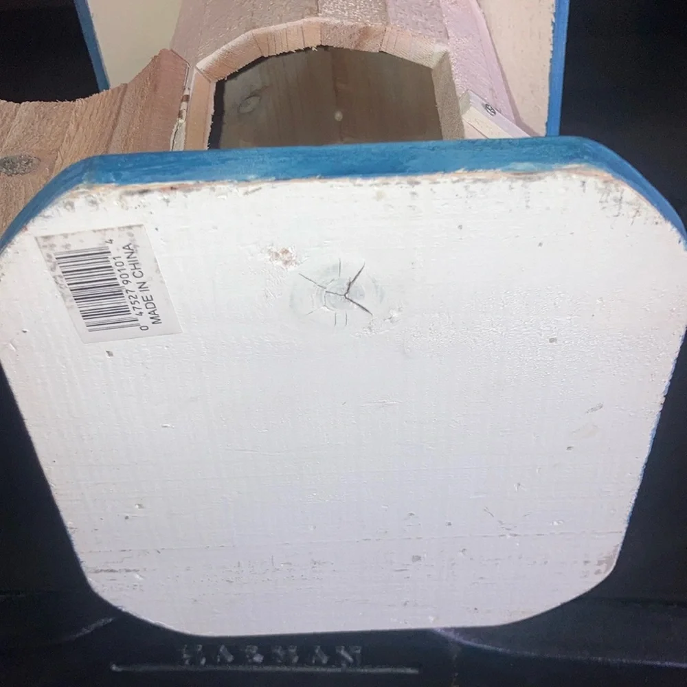 Blue and White Decorative Birdhouse with Seagull Decor